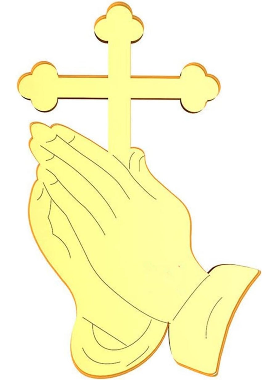 MEYA 12pcs of Acrylic Mirror Pray Tags with CrossChristeningBaptism Acrylic Mirrored Cross Charm for Festival Party DIY Ornament 25 Gold Mirror  - Image 1
