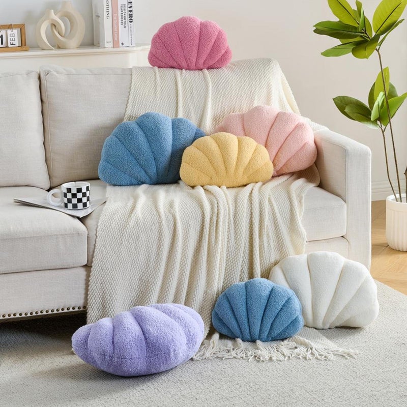 CANGHI Shell Pillow Seashell Decorative Pillow Ivory White Beachy Coastal Shell Shaped Throw Pillows 13x10 Inch Soft Ocean Beach Sea Shell Plush Pillows Cushion for Bed Couch Living Sofa Room Decor - Image 4