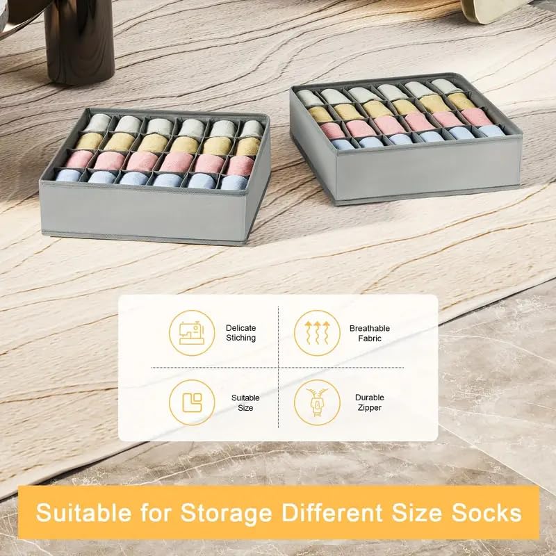 COSKIRA COSKIRA Folding Underwear Storage Drawer Basket For Underwear Panties Socks Household Space Saving Organizer Of Wardrobe Closet Bedroom Home room Bedroom Accessories1Grey - Image 5