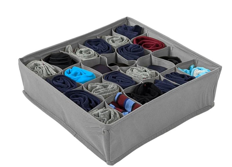 COSKIRA COSKIRA Folding Underwear Storage Drawer Basket For Underwear Panties Socks Household Space Saving Organizer Of Wardrobe Closet Bedroom Home room Bedroom Accessories1Grey - Image 2