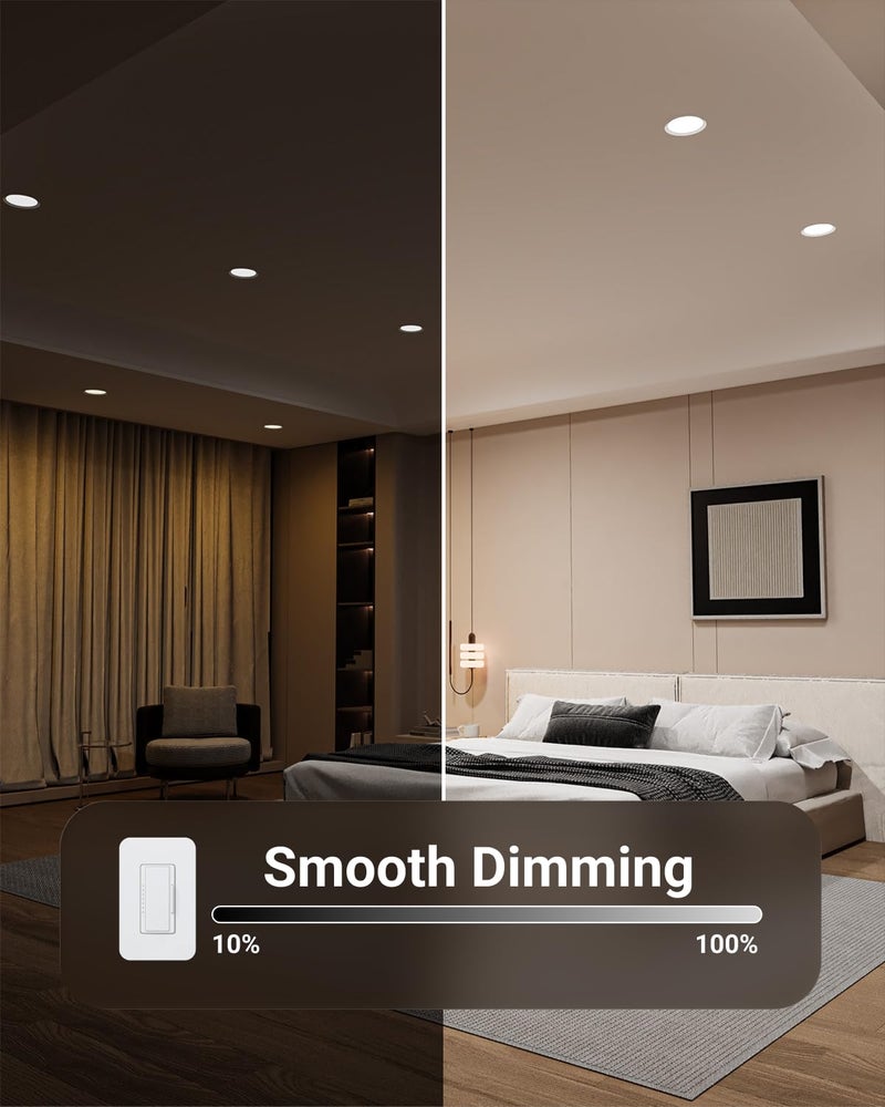 Sunco Lighting Sunco 12 Pack 6 Inch LED Recessed Light, Ceiling Canless Recessed Lights, Baffle Trim, 1200 LM, 14W, Selectable CCT 2700K/3000K/4000K/5000K/6000K, Dimmable with Junction Box - Image 5