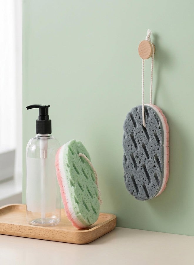 Exircy 2 PCS 3-Layer Bath Sponges, Soft Shower Sponges Reusable Body Exfoliating Sponge Exfoliating Bath Sponge with Hanging Straps Colorful LuffaSponge - Image 5