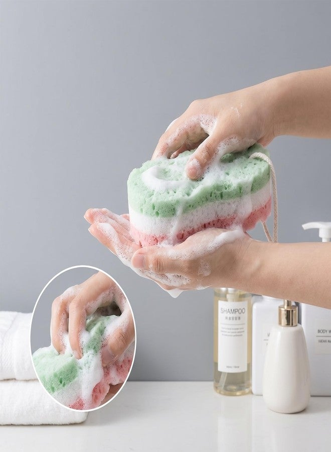 Exircy 2 PCS 3-Layer Bath Sponges, Soft Shower Sponges Reusable Body Exfoliating Sponge Exfoliating Bath Sponge with Hanging Straps Colorful LuffaSponge - Image 4