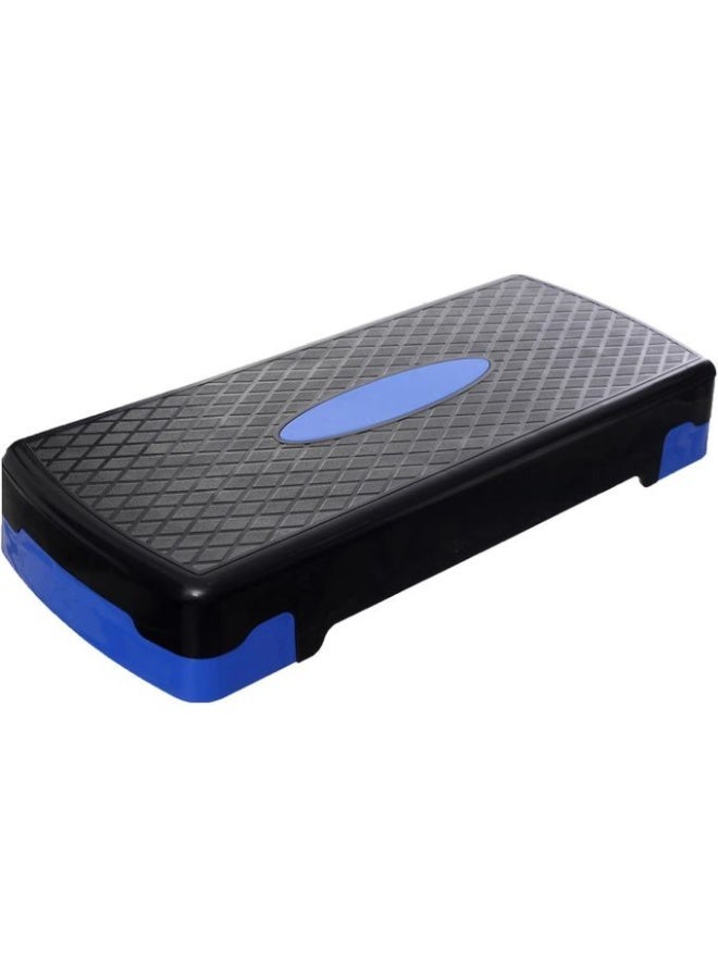 MD Stay Fit Adjustable Aerobic Step Platform with 2 Height Levels 10cm and 15cm Fitness Stepper 68x28cm Blue - Image 1
