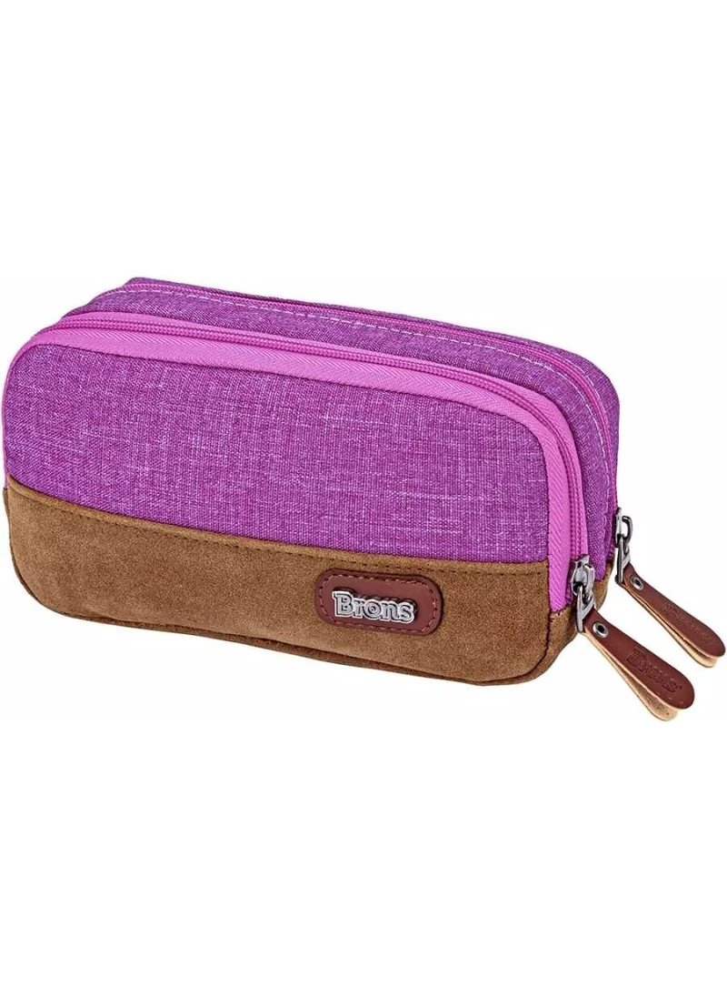 Brons Pencil Case Double Layer Denim BR-3132