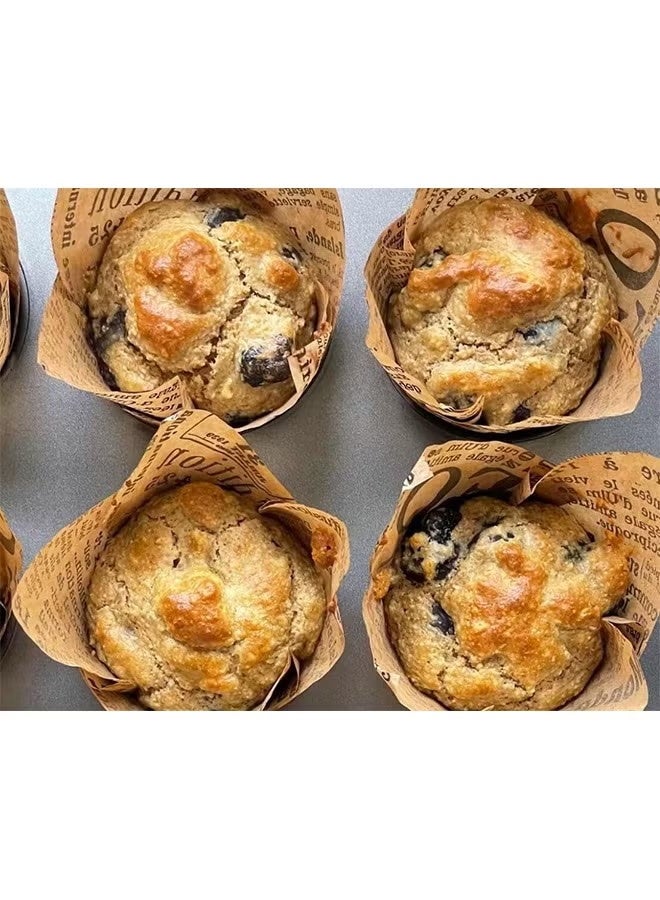 100 قطعة بطانات كب كيك لكأس الكعك ، 2 أغلفة مختلفة من الشحوم لحفل زفاف عيد ميلاد - Image 3