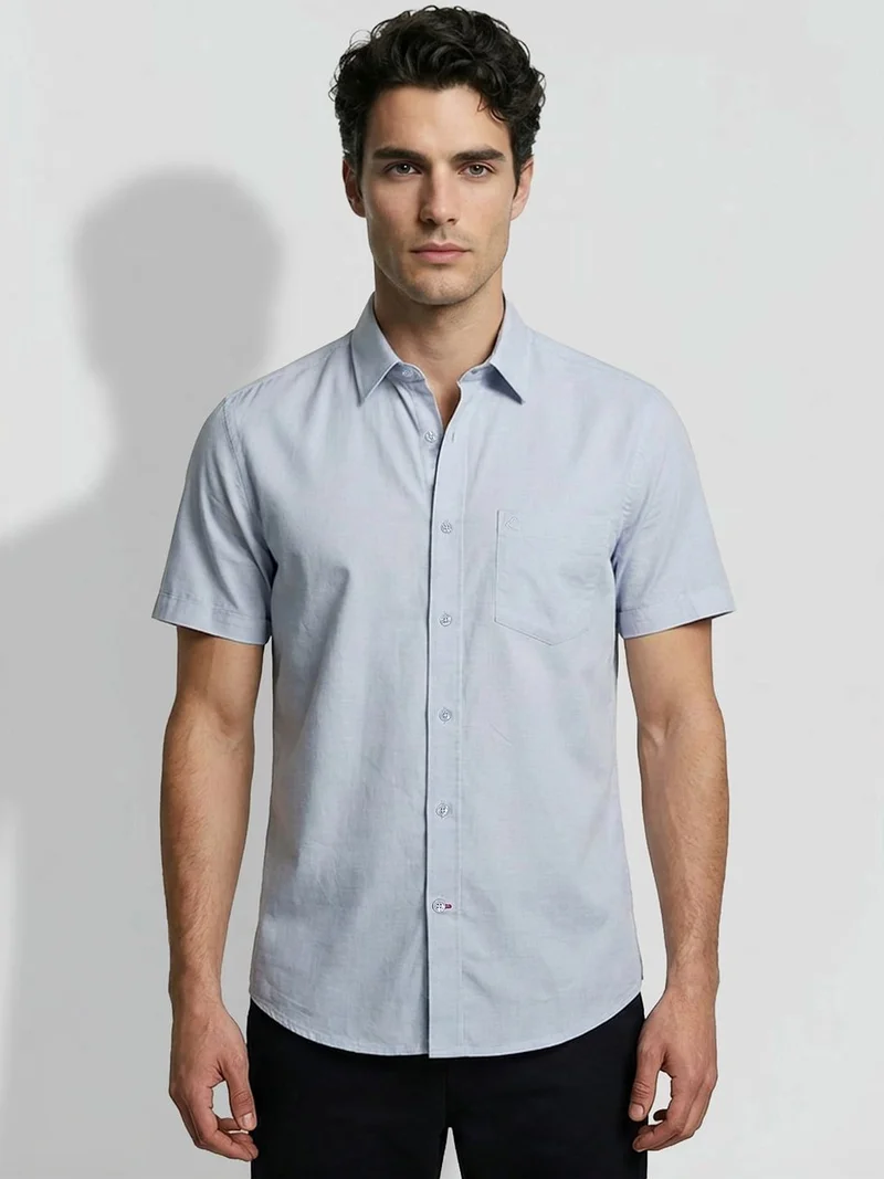 Being Human Blue Regular Fit Men's Short Sleeves Casual Shirts