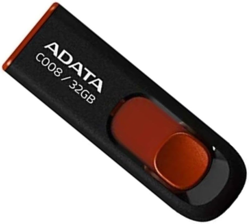 ADATA ADATA C008 32GB USB 20 Retractable Capless Flash Drive BlackRed AC00832GRKD - Image 2