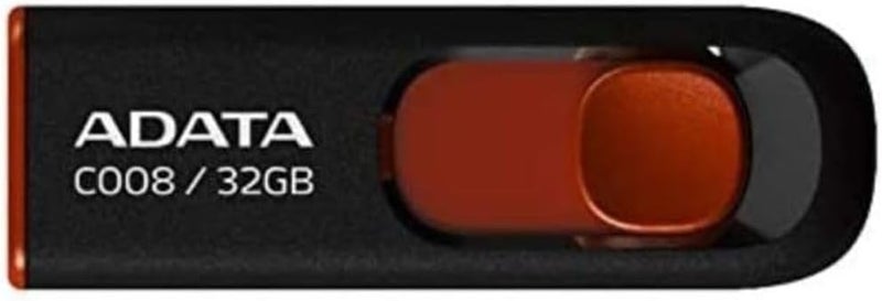 ADATA ADATA C008 32GB USB 20 Retractable Capless Flash Drive BlackRed AC00832GRKD - Image 1