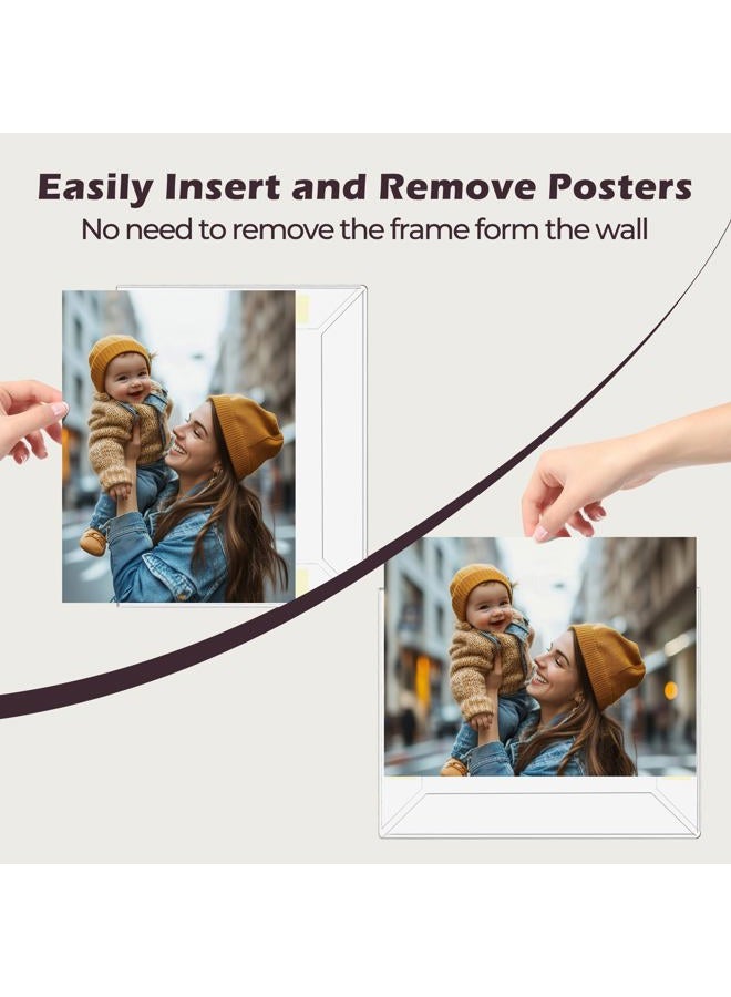 Wbtran 12x16 Inch Acrylic Picture Frames, Clear Photo Frame for Wall with Tape, No Drilling Frameless Picture Frames, Pack of 5 Floating Hanging Picture Frames 12 x 16 for Home, School, Office - Image 4