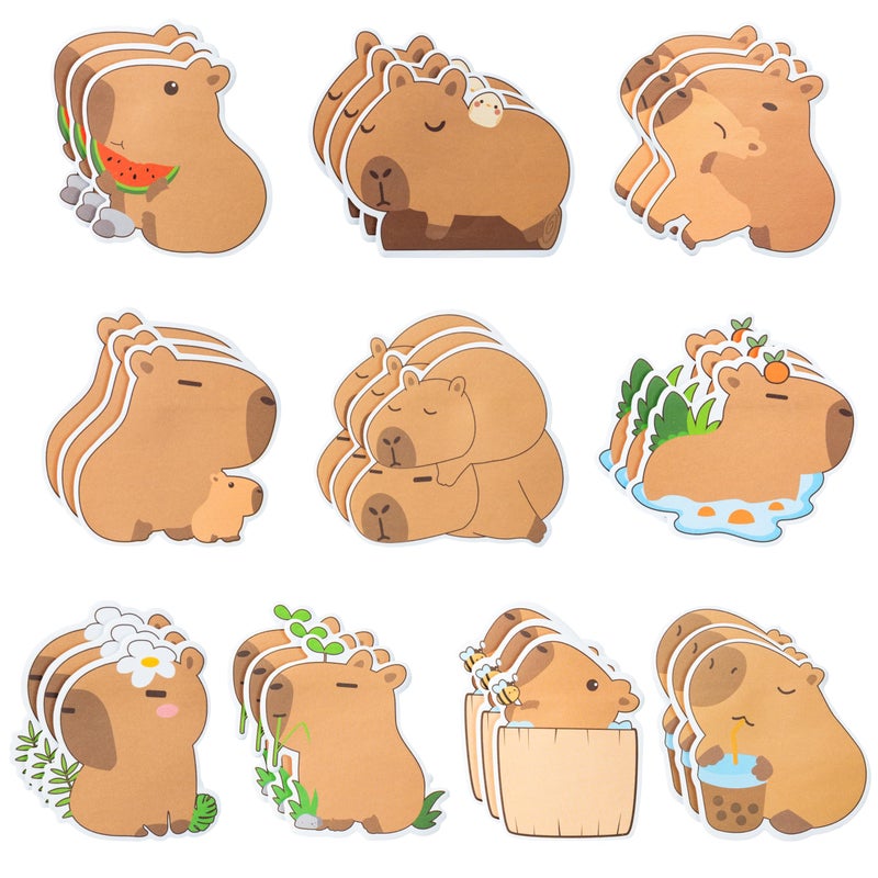 Xqumoi 30 Pack Capybara Sticky Notes - Cute Cartoon Capybara Self Sticky Notepads Writing Memo Pads Animal Page Marker for Office School Student Birthday Party Favors Goodies Bag Fillers 600 Sheets - Image 1