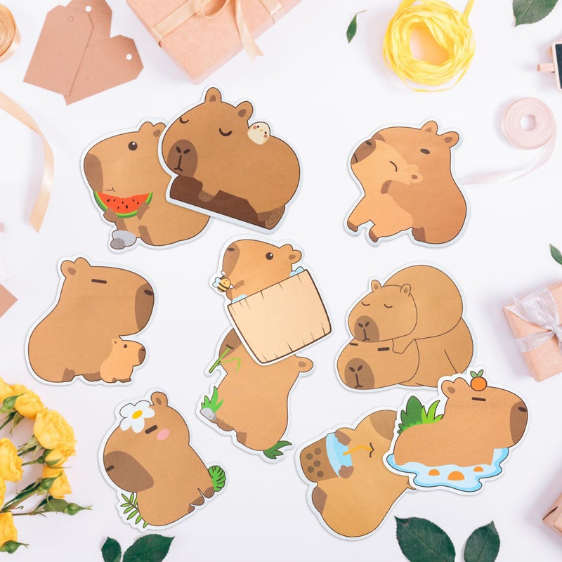 Xqumoi 30 Pack Capybara Sticky Notes - Cute Cartoon Capybara Self Sticky Notepads Writing Memo Pads Animal Page Marker for Office School Student Birthday Party Favors Goodies Bag Fillers 600 Sheets - Image 3