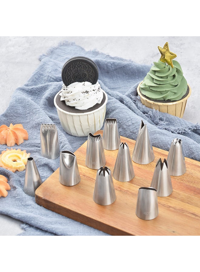 304 Stainless Steel Medium Pastry Nozzle 6 Teeth 8 Teeth Cake Cream Pastry Nozzle Baking DIY Cake Decoration Tool-Color:Gray-Specifications:222 - Image 2