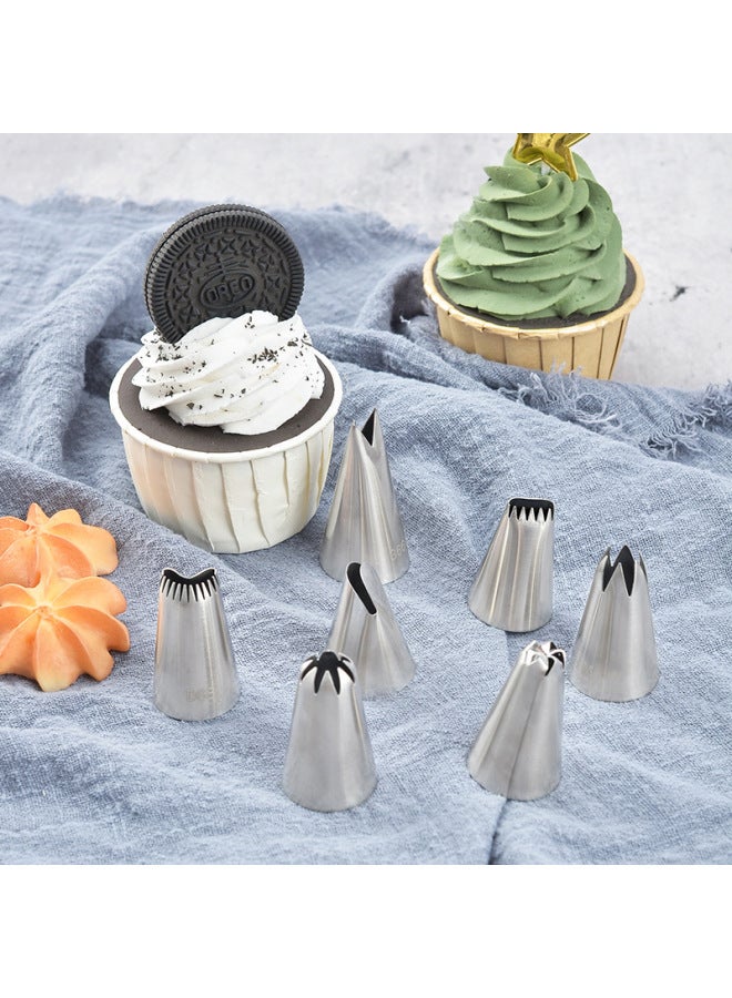 304 Stainless Steel Medium Pastry Nozzle 6 Teeth 8 Teeth Cake Cream Pastry Nozzle Baking DIY Cake Decoration Tool-Color:Gray-Specifications:222 - Image 3