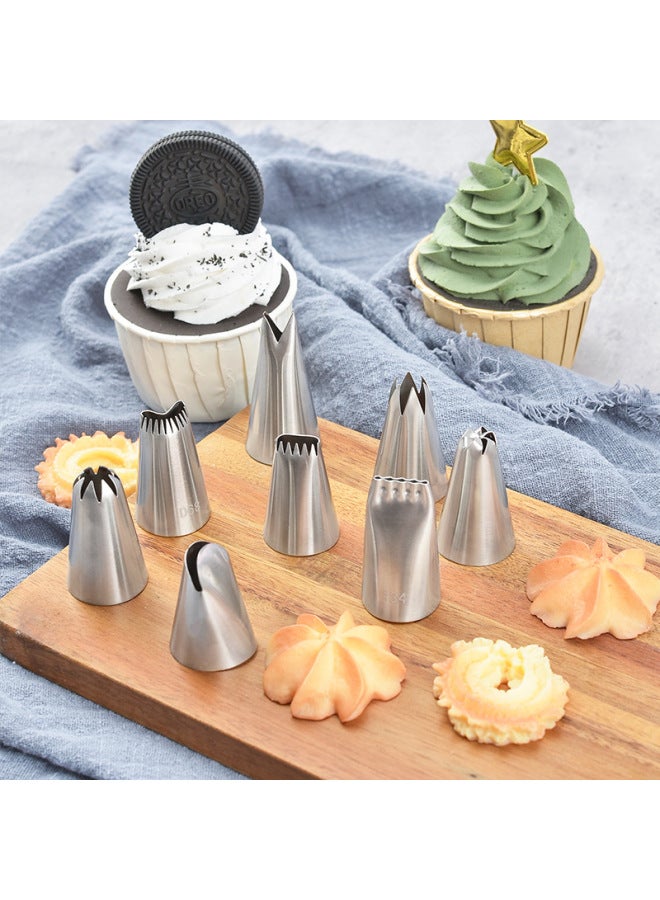 304 Stainless Steel Medium Pastry Nozzle 6 Teeth 8 Teeth Cake Cream Pastry Nozzle Baking DIY Cake Decoration Tool-Color:Gray-Specifications:222 - Image 4