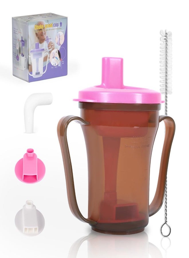 Ehucon Dysphagia Regulating Drinking Cup for Elderly-Having Difficulty Swallowing,Dispenses 5 cc or 10 cc of Liquid Helps to Prevent Choking,Liquids Only(Pink/Coffe) - Image 1