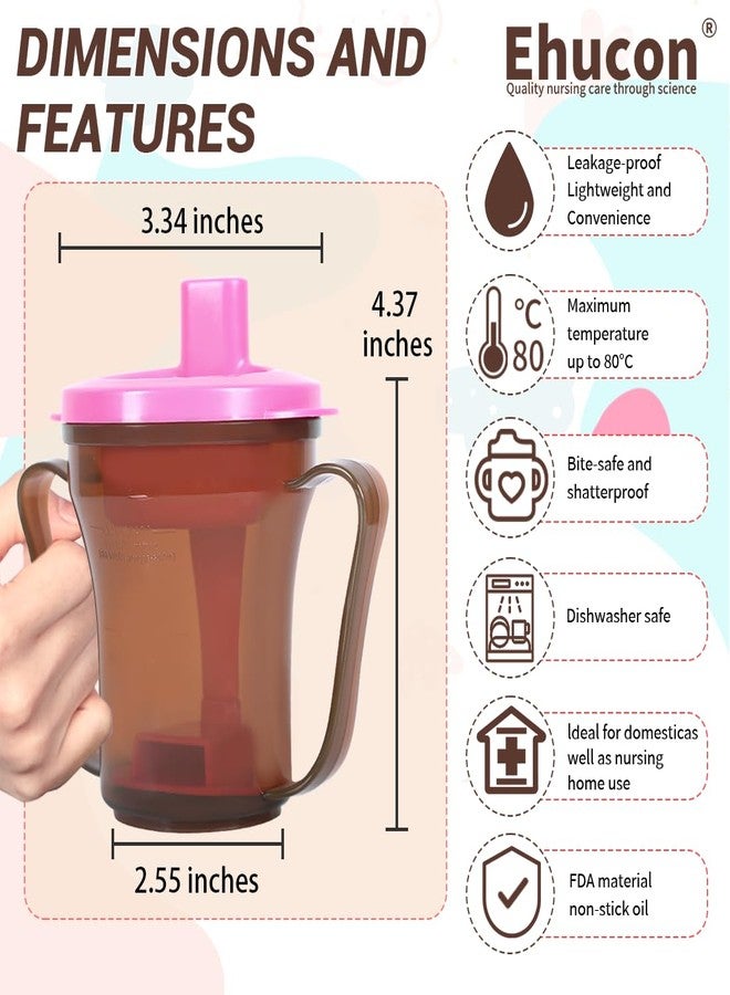 Ehucon Dysphagia Regulating Drinking Cup for Elderly-Having Difficulty Swallowing,Dispenses 5 cc or 10 cc of Liquid Helps to Prevent Choking,Liquids Only(Pink/Coffe) - Image 2