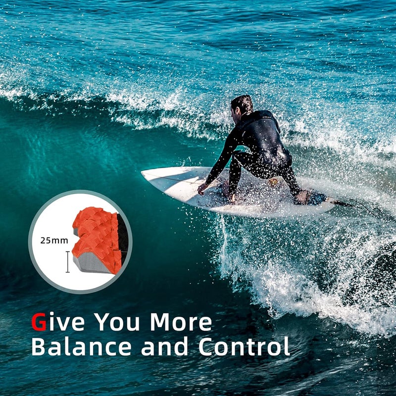 Abahub 3 Piece EVA Surfboard Deck Traction Pads with Kicker for Stomp Skimboards, Surf Boards, Funboard, Fish Board, Black/Blue/Green/Gray/Orange/Pink/White/Wine Red - Image 5