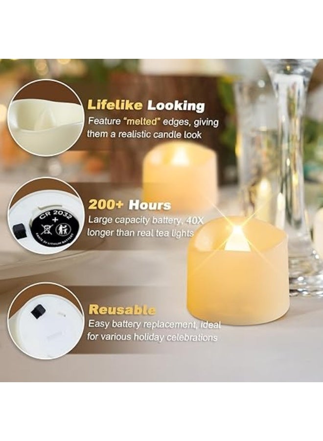 Zashe Flameless LED Tea Light Candles 12-Pack – Battery Operated, 200+ Hour Electric Tealights for Halloween, Wedding, Table & Home Decor, Christmas, Funeral – Safe, Long-Lasting Glow - Image 2
