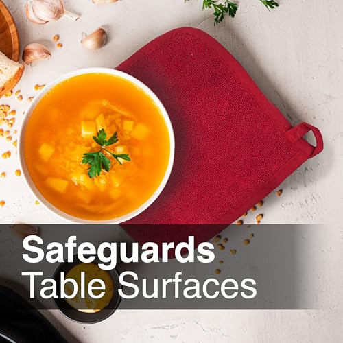 RITZ Terry Potholder & Hot Pad: Unparalleled Heat Resistant, Durable 100% Cotton – Ergonomically Designed for Optimal Grip – Easy-Care Machine Washable – 4-Pack, Paprika Red - Image 4
