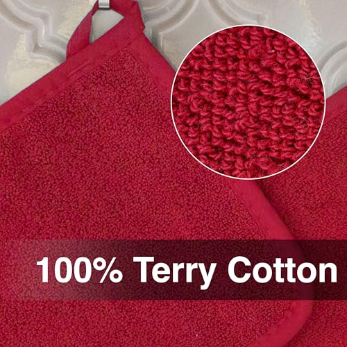 RITZ Terry Potholder & Hot Pad: Unparalleled Heat Resistant, Durable 100% Cotton – Ergonomically Designed for Optimal Grip – Easy-Care Machine Washable – 4-Pack, Paprika Red - Image 2
