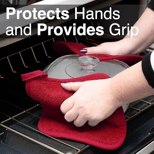 RITZ Terry Potholder & Hot Pad: Unparalleled Heat Resistant, Durable 100% Cotton – Ergonomically Designed for Optimal Grip – Easy-Care Machine Washable – 4-Pack, Paprika Red - Image 5