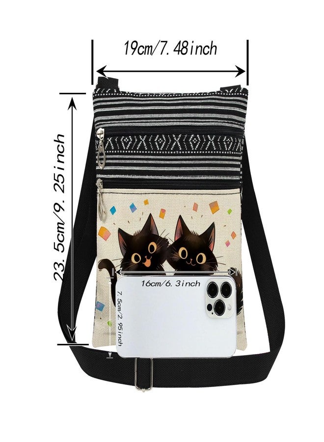 XiaoGalaee Playful Cats Print Women Crossbody Bag Black Kitten Adjustable Shoulder Strap for Pet Lover Men Messenger Bag Birthdays Holiday Gift for Adult Friend Cat Lover - Image 4