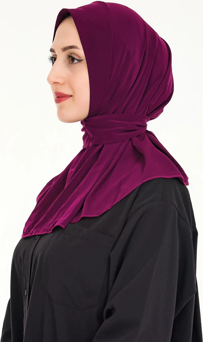 Sensu Women's Hijab Ready Made Hijab Bonnet Shawl with Snap Fasteners