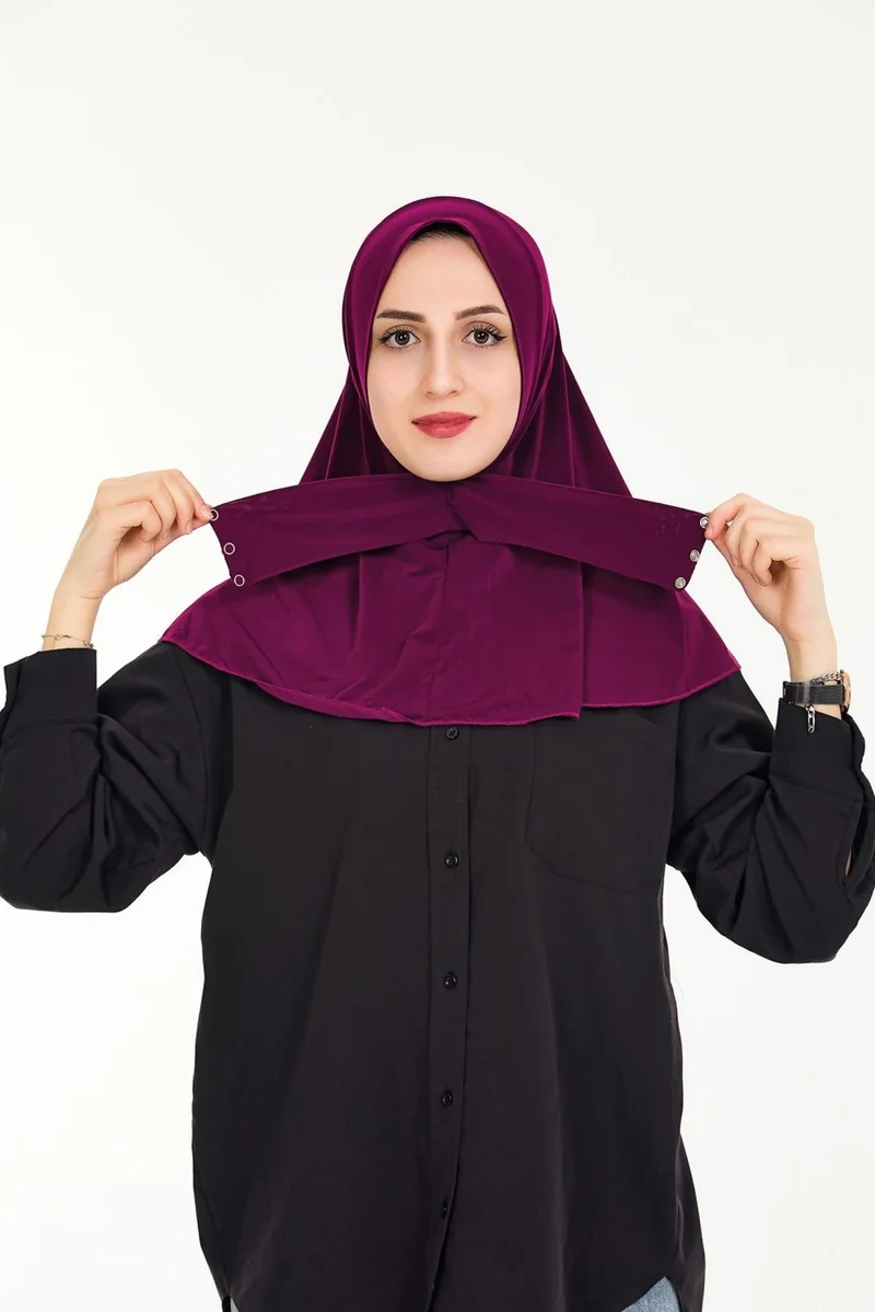 Sensu Women's Hijab Ready Made Hijab Bonnet Shawl with Snap Fasteners
