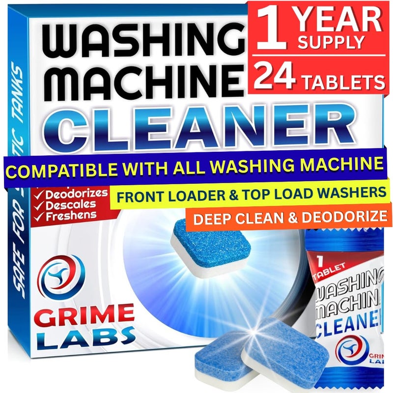 GRIME LABS Washing Machine & Dishwasher Cleaner Tablets Bundle - 12-Month Supply | Deep Cleaning & Deodorizing Tablets for Dishwashers & Washing Machines | 48-Tablet Set - Value Pack - Image 3