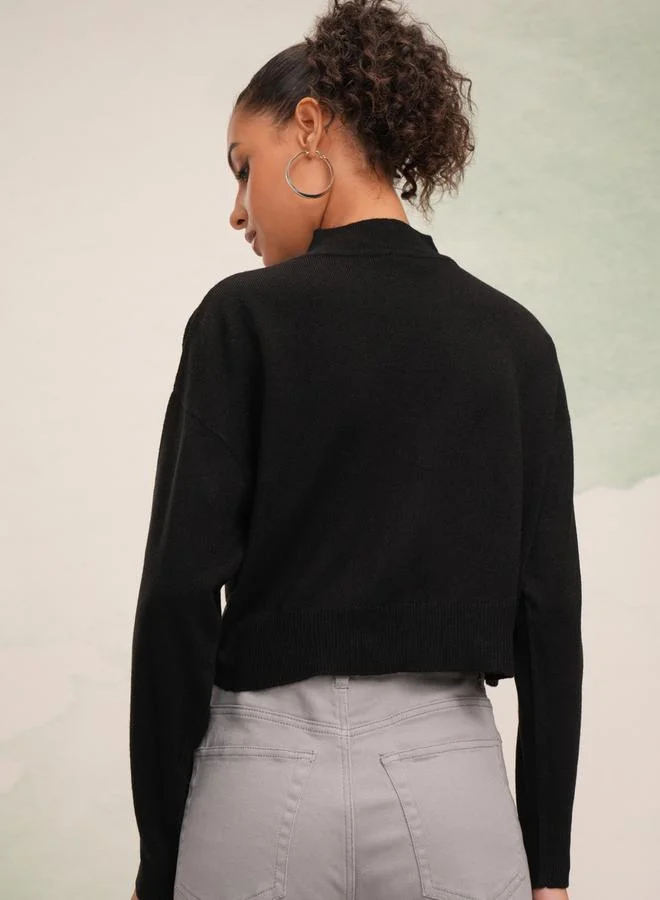 Tokyo Talkies Tokyo Talkies Solid High Neck Sweater