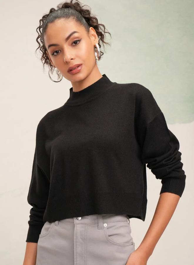 Tokyo Talkies Tokyo Talkies Solid High Neck Sweater
