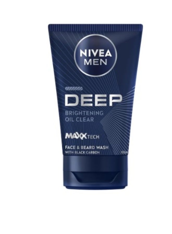 Nivea Men Deep Cleansing Face & Beard Wash 100ml – Active Charcoal Face Cleanser for Oil & Dirt Removal - Image 1