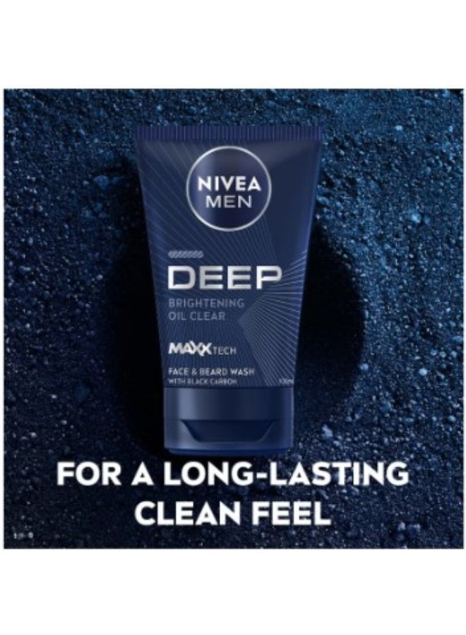 Nivea Men Deep Cleansing Face & Beard Wash 100ml – Active Charcoal Face Cleanser for Oil & Dirt Removal - Image 4