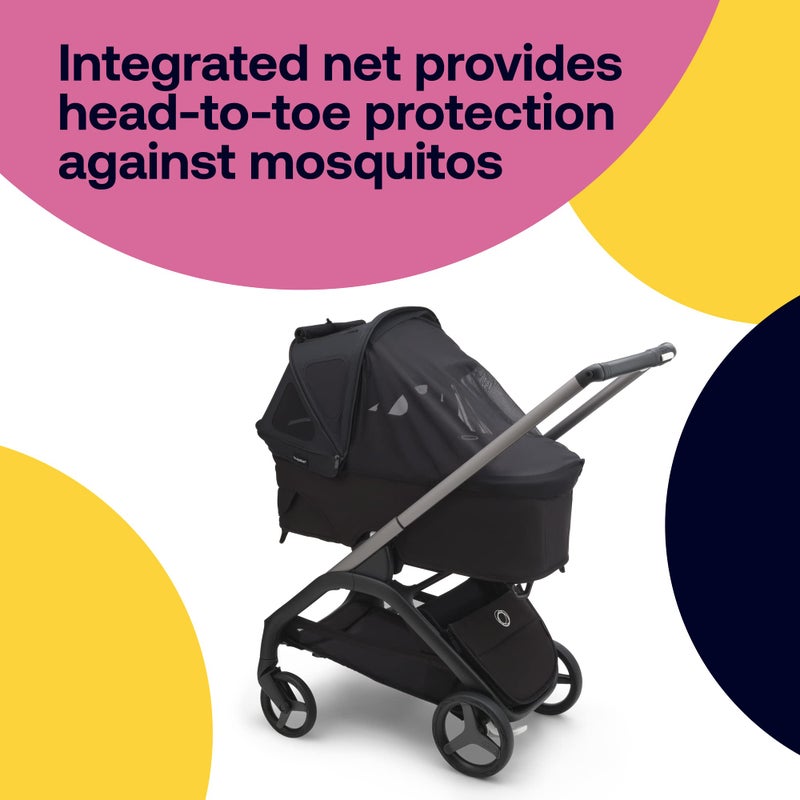 Bugaboo Breezy Sun Canopy with Ventilation Panels & Built-in Mosquito Net â€“ Compatible with Bugaboo Dragonfly Strollers â€“ UPF 50+ Fabric & Water-Repellent Protection - Midnight Black - Image 5