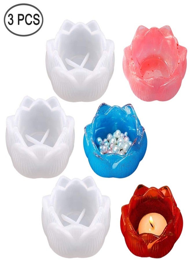 AIFUDA 3 Pcs Lotus Resin Molds, AIFUDA Resin Silicone Casting Molds Making DIY Trinket Dish, Storage Container, Candle Holder, Jewelry&Plant Pot - Image 2