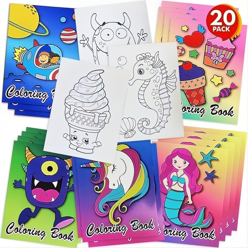 Art Creativity Christmas Assorted Coloring Books for Kids – Bulk of 20 Small Activity Booklets in 5 Designs – Perfect Party Favors, Educational Art Gift and Christmas Fun for Kids Ages 3+ - Image 1