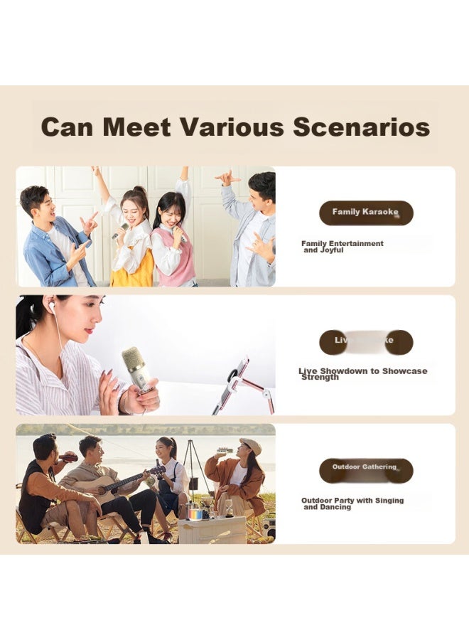 Newmine Portable Speaker With Microphone, Karaoke Home Ktv System, Built-in Sound Card, Bluetooth Speaker, Wireless Singing Toy, Portable Outdoor Karaoke K10 With Dual Microphones - Image 3
