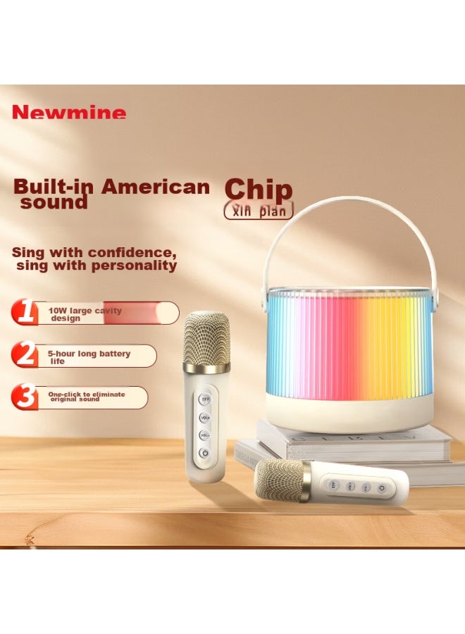Newmine Portable Speaker With Microphone, Karaoke Home Ktv System, Built-in Sound Card, Bluetooth Speaker, Wireless Singing Toy, Portable Outdoor Karaoke K10 With Dual Microphones - Image 1