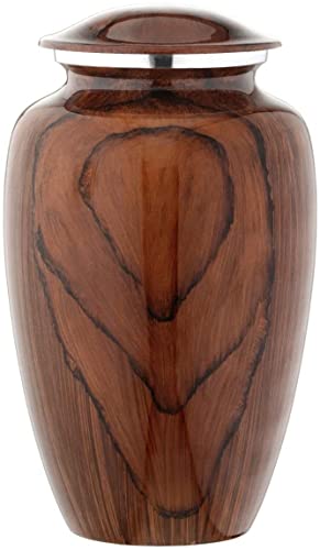 Bold & Divine Wood Grain Cremation Urn for Human Ashes - Elegant Large Memorial Cremation Urn for Human Ashes - Perfect Tribute for Loved Ones - Male Female Man or Woman (Red Cherry Wood, Large) - Image 1