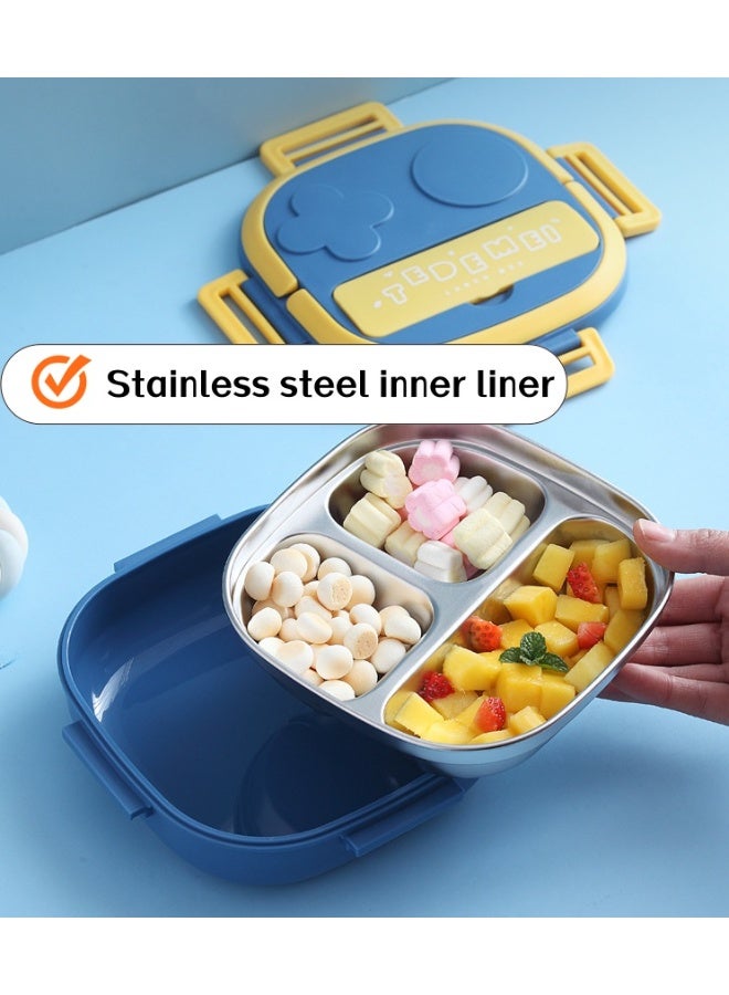Kids 3 Compartment 304 Stainless Steel Lunch Box, Leakproof Divided Insulated Bento Food Container for School Picnic Daily Use - Image 5