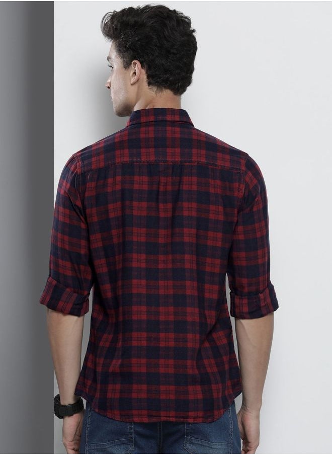 The Indian Garage Co Men Slim Fit Checkered Full Sleeves Spread Collar Casual Shirt  - Image 2