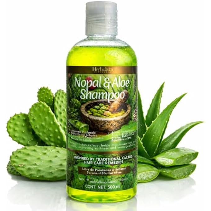 HERBALISTA Nopal & Aloe Shampoo 16 fl oz (500ml) â€“ Inspired by Traditional Mexican Botanicals, Hydrating & Softening Hair Formula, Paraben & Sulfate Free