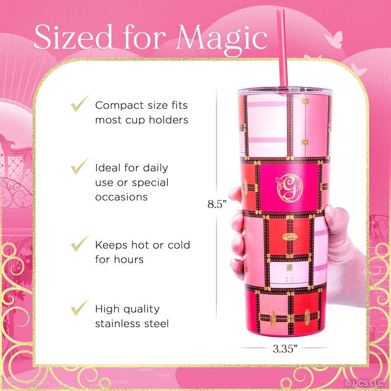 Dragon Glassware منتجات x WICKED: كوب عازل حراري سعة 24 أونصة، مصنوع من الفولاذ المقاوم للصدأ، مزود بغطاء وقشة، مناسب للماء أو الشاي المثلج. - Image 3