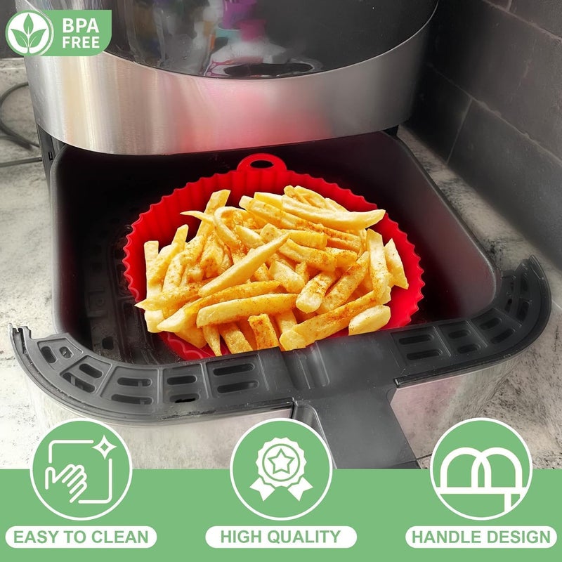 ITUSHA2 Reusable 8" Silicone Air Fryer Liners for 3-5 QT Fryers & Non Stick Foldable Liners Airfryer Parchment Liner with Free 9" Tongs with Silicone Tip - Image 5