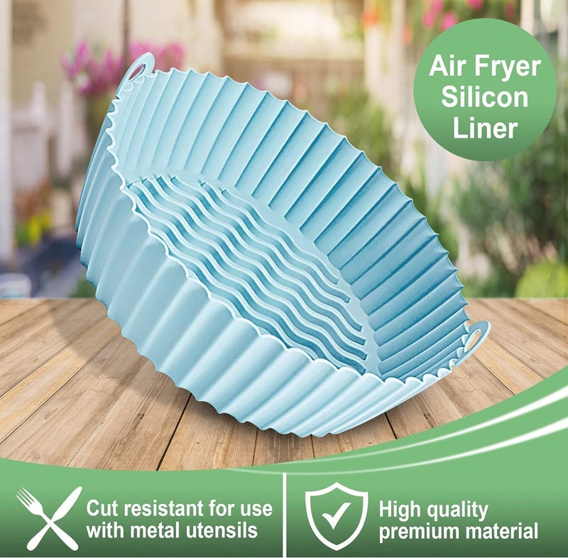 ITUSHA2 Reusable 8" Silicone Air Fryer Liners for 3-5 QT Fryers & Non Stick Foldable Liners Airfryer Parchment Liner with Free 9" Tongs with Silicone Tip - Image 4