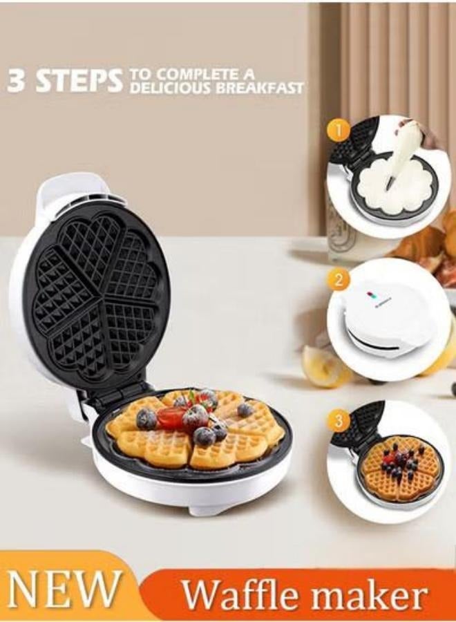 Electric Waffle Maker,Nonstick Double-side Heating Mini Heart Waffle Maker for Home Use,5-Slice Belgian Waffle Maker with Adjustable Temperature Control,Easy to Clean,for Breakfast, Dessert, Sandwich, or Other Snacks - Image 2
