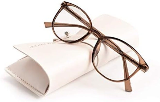 FONHCOO Stylish Blue Light Glasses Women Men Eyeglasses, TR90 Fashion Round Transparent Eye Glasses (Matt Coffee) - Image 3