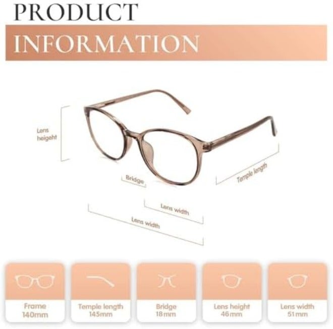 FONHCOO Stylish Blue Light Glasses Women Men Eyeglasses, TR90 Fashion Round Transparent Eye Glasses (Matt Coffee) - Image 5