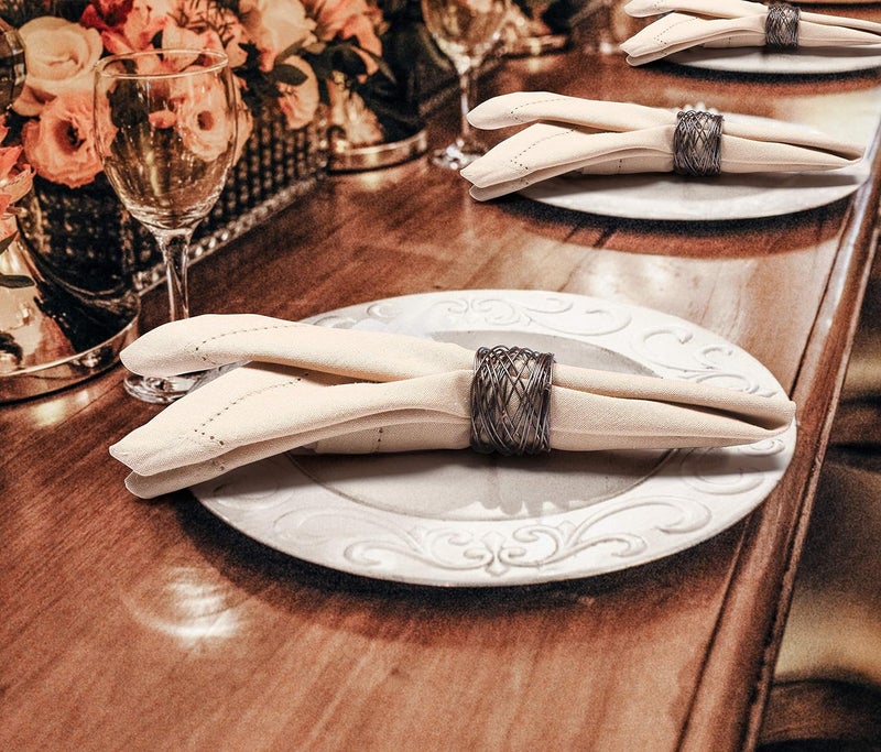 Goroly Home Cloth Napkins Set of 12 Hemstitch Cloth Napkins Cotton Dinner Napkins Napkin Cloth Washable Cotton Napkin Cloth Washable Fall Cloth Napkin Soft Absorbent Napkin Mitered Corner 18x18 InchBeige - Image 4